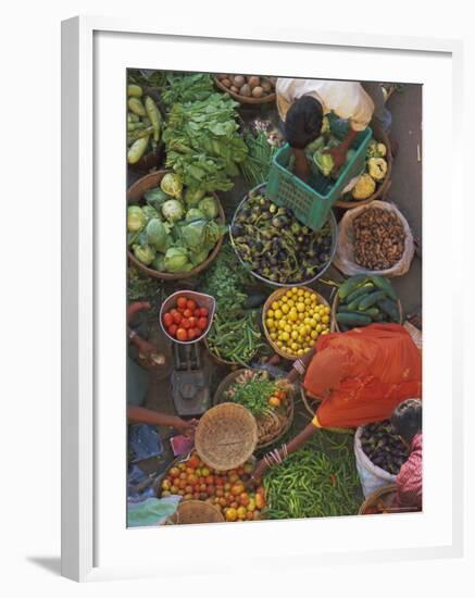 Overhead View of the Fruit and Vegetable Market, Pushkar, Rajasthan State, India, Asia-Gavin Hellier-Framed Photographic Print