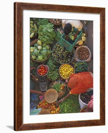 Overhead View of the Fruit and Vegetable Market, Pushkar, Rajasthan State, India, Asia-Gavin Hellier-Framed Photographic Print