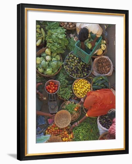 Overhead View of the Fruit and Vegetable Market, Pushkar, Rajasthan State, India, Asia-Gavin Hellier-Framed Photographic Print