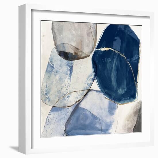 Overlapping Blue Shapes I-Tom Reeves-Framed Art Print