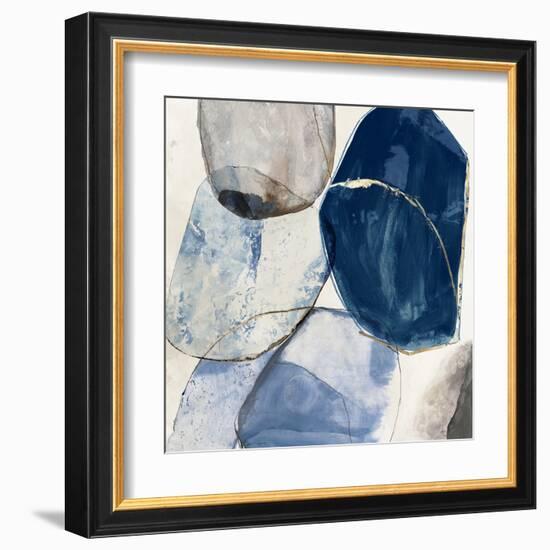 Overlapping Blue Shapes I-Tom Reeves-Framed Art Print