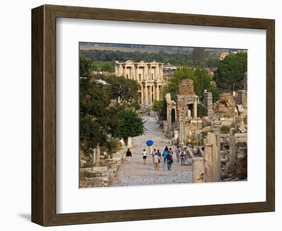 Overlook of Library with Tourists, Ephesus, Turkey-Joe Restuccia III-Framed Photographic Print