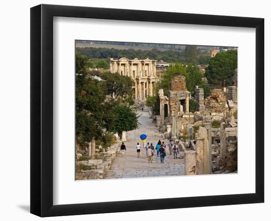 Overlook of Library with Tourists, Ephesus, Turkey-Joe Restuccia III-Framed Photographic Print