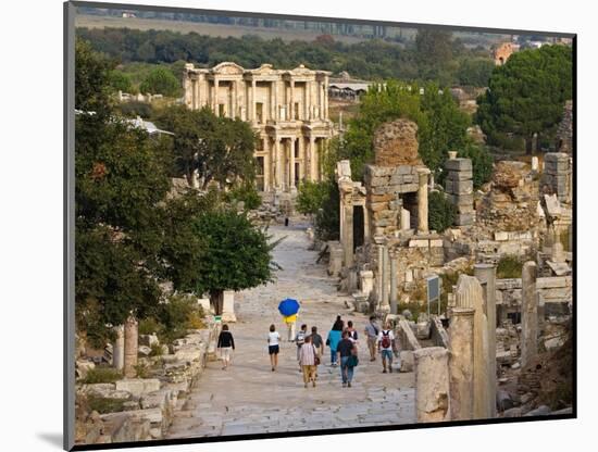 Overlook of Library with Tourists, Ephesus, Turkey-Joe Restuccia III-Mounted Photographic Print