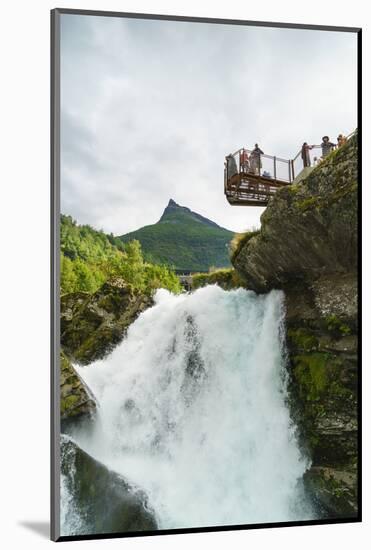 Overlook on Small Waterfall in Geiranger, Norway, Scandinavia, Europe-Amanda Hall-Mounted Photographic Print