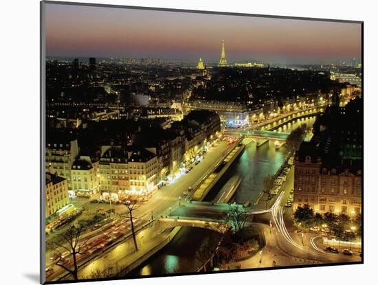 Overlooking Paris at Night-Michel Setboun-Mounted Art Print