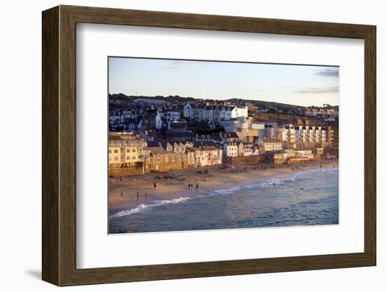 Overlooking Porthmeor Beach in St. Ives at Sunset, Cornwall, England, United Kingdom, Europe-Simon Montgomery-Framed Photographic Print