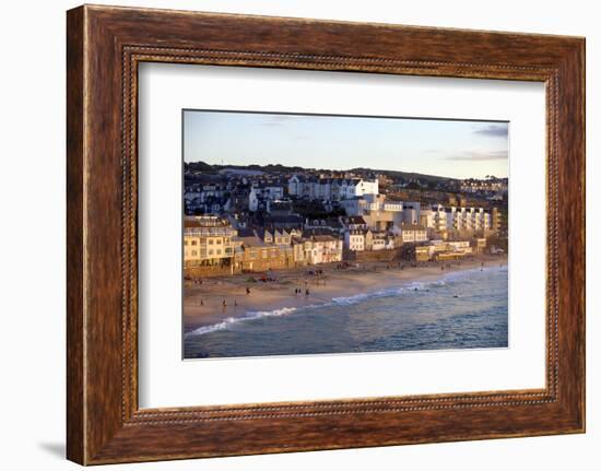 Overlooking Porthmeor Beach in St. Ives at Sunset, Cornwall, England, United Kingdom, Europe-Simon Montgomery-Framed Photographic Print