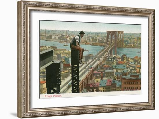 Overlooking the Brooklyn Bridge-null-Framed Art Print