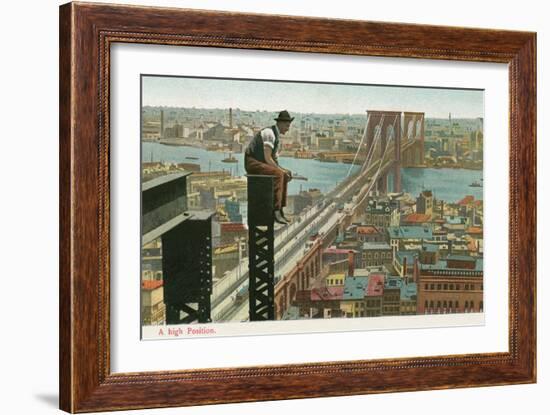 Overlooking the Brooklyn Bridge-null-Framed Art Print