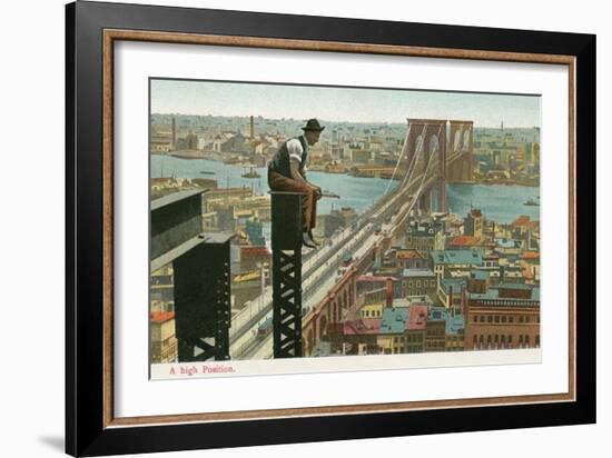 Overlooking the Brooklyn Bridge-null-Framed Art Print