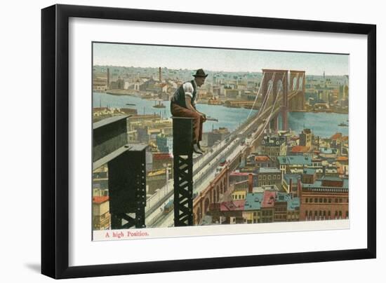 Overlooking the Brooklyn Bridge-null-Framed Art Print