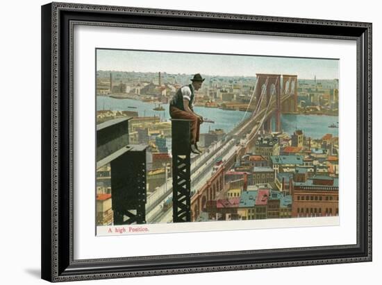 Overlooking the Brooklyn Bridge-null-Framed Art Print