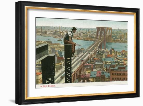 Overlooking the Brooklyn Bridge-null-Framed Art Print