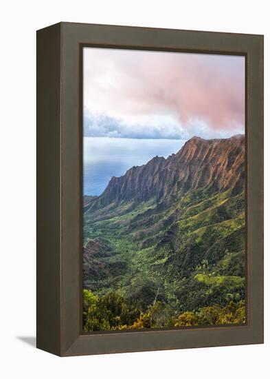 Overlooking the Kalalau Valley at Sunset-Andrew Shoemaker-Framed Premier Image Canvas