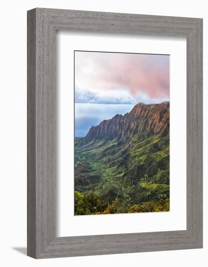 Overlooking the Kalalau Valley at Sunset-Andrew Shoemaker-Framed Photographic Print