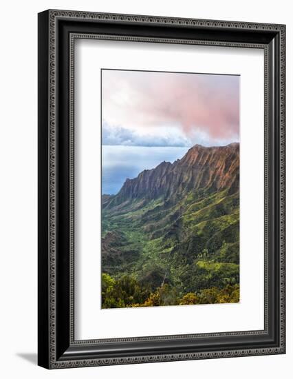 Overlooking the Kalalau Valley at Sunset-Andrew Shoemaker-Framed Photographic Print