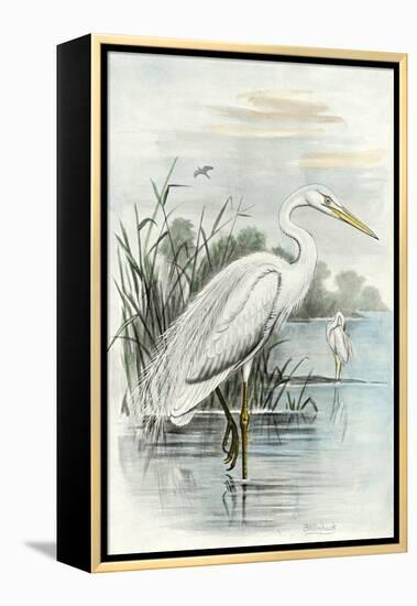 Oversize White Heron-null-Framed Stretched Canvas