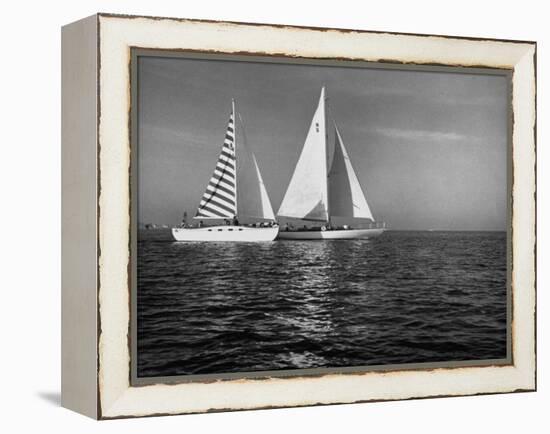 Overtaking a Conventional Sailboat, the Catamaran Is Displaying its Speed-Loomis Dean-Framed Premier Image Canvas