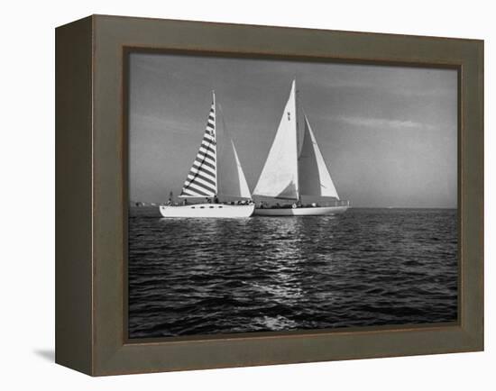 Overtaking a Conventional Sailboat, the Catamaran Is Displaying its Speed-Loomis Dean-Framed Premier Image Canvas