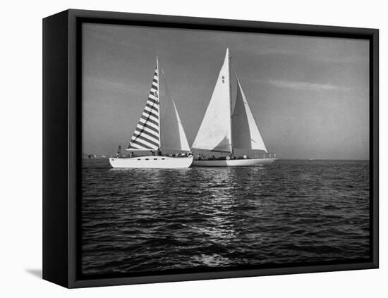 Overtaking a Conventional Sailboat, the Catamaran Is Displaying its Speed-Loomis Dean-Framed Premier Image Canvas