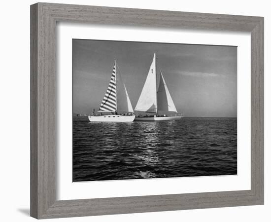 Overtaking a Conventional Sailboat, the Catamaran Is Displaying its Speed-Loomis Dean-Framed Photographic Print