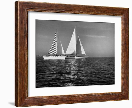 Overtaking a Conventional Sailboat, the Catamaran Is Displaying its Speed-Loomis Dean-Framed Photographic Print