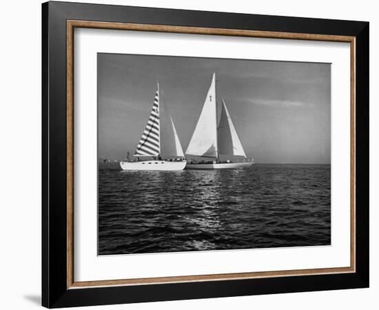 Overtaking a Conventional Sailboat, the Catamaran Is Displaying its Speed-Loomis Dean-Framed Photographic Print