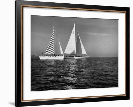 Overtaking a Conventional Sailboat, the Catamaran Is Displaying its Speed-Loomis Dean-Framed Photographic Print