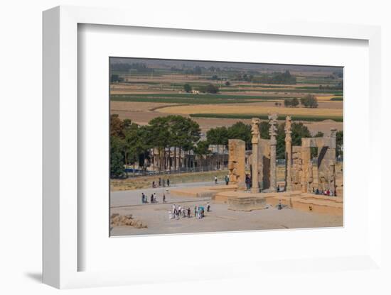 Overview of All Nations Gate and tourist groups setting off on their tours, Persepolis, UNESCO Worl-James Strachan-Framed Photographic Print