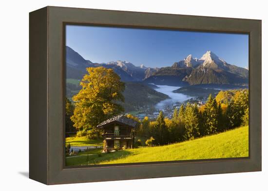 Overview of Berchtesgaden in Autumn with the Watzmann Mountain in the Background-Miles Ertman-Framed Premier Image Canvas