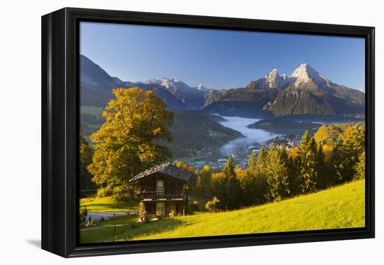 Overview of Berchtesgaden in Autumn with the Watzmann Mountain in the Background-Miles Ertman-Framed Premier Image Canvas