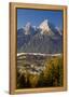 Overview of Berchtesgaden in Autumn with the Watzmann Mountain in the Background-Miles Ertman-Framed Premier Image Canvas