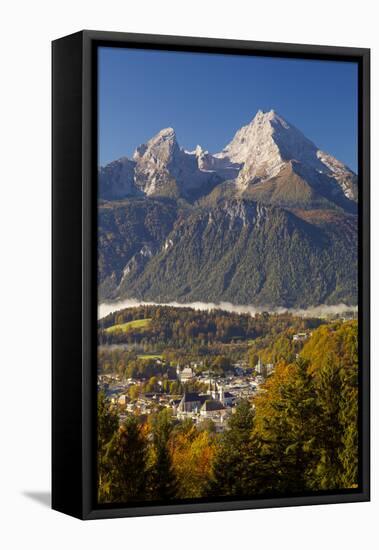 Overview of Berchtesgaden in Autumn with the Watzmann Mountain in the Background-Miles Ertman-Framed Premier Image Canvas