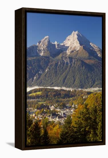 Overview of Berchtesgaden in Autumn with the Watzmann Mountain in the Background-Miles Ertman-Framed Premier Image Canvas