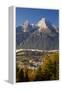 Overview of Berchtesgaden in Autumn with the Watzmann Mountain in the Background-Miles Ertman-Framed Premier Image Canvas