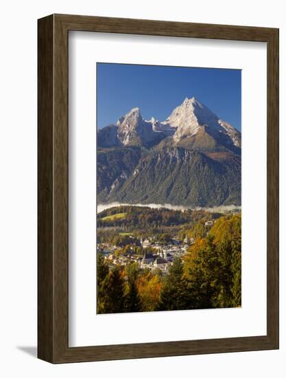 Overview of Berchtesgaden in Autumn with the Watzmann Mountain in the Background-Miles Ertman-Framed Photographic Print