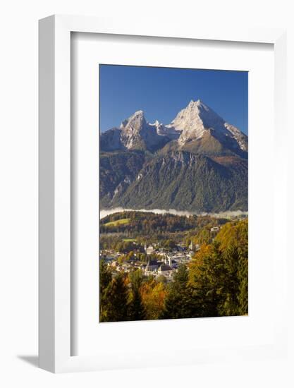 Overview of Berchtesgaden in Autumn with the Watzmann Mountain in the Background-Miles Ertman-Framed Photographic Print