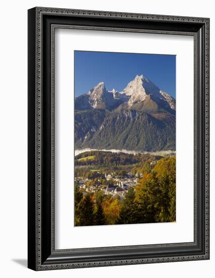 Overview of Berchtesgaden in Autumn with the Watzmann Mountain in the Background-Miles Ertman-Framed Photographic Print