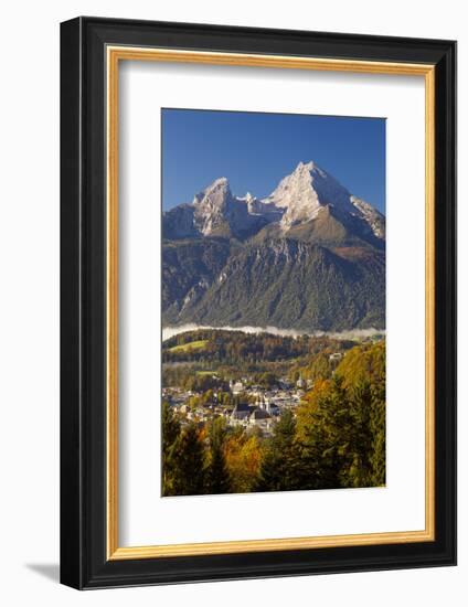 Overview of Berchtesgaden in Autumn with the Watzmann Mountain in the Background-Miles Ertman-Framed Photographic Print