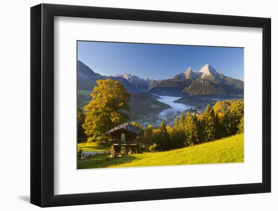 Overview of Berchtesgaden in Autumn with the Watzmann Mountain in the Background-Miles Ertman-Framed Photographic Print