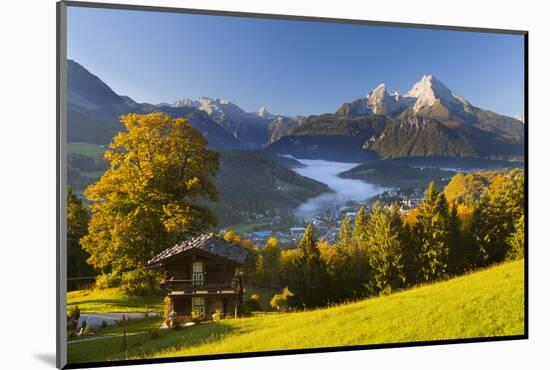 Overview of Berchtesgaden in Autumn with the Watzmann Mountain in the Background-Miles Ertman-Mounted Photographic Print