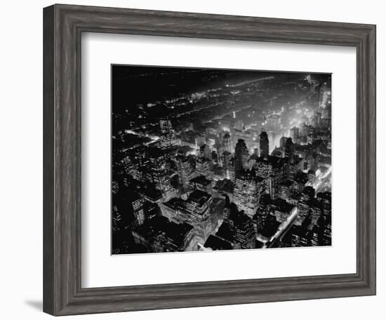 Overview of Manhattan at Night-null-Framed Photographic Print