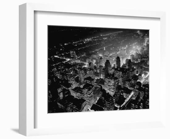 Overview of Manhattan at Night-null-Framed Photographic Print