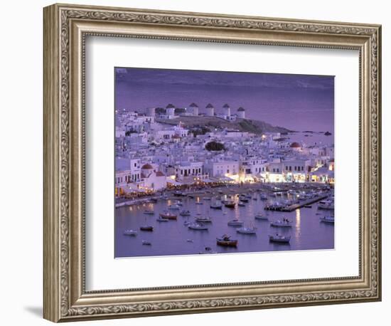 Overview of Mykonos Town harbor, Mykonos, Cyclades Islands, Greece-Walter Bibikow-Framed Photographic Print