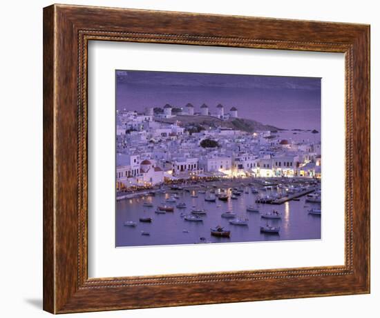 Overview of Mykonos Town harbor, Mykonos, Cyclades Islands, Greece-Walter Bibikow-Framed Photographic Print