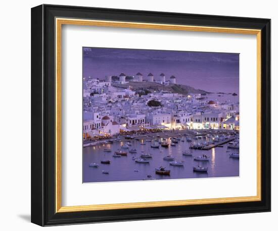 Overview of Mykonos Town harbor, Mykonos, Cyclades Islands, Greece-Walter Bibikow-Framed Photographic Print