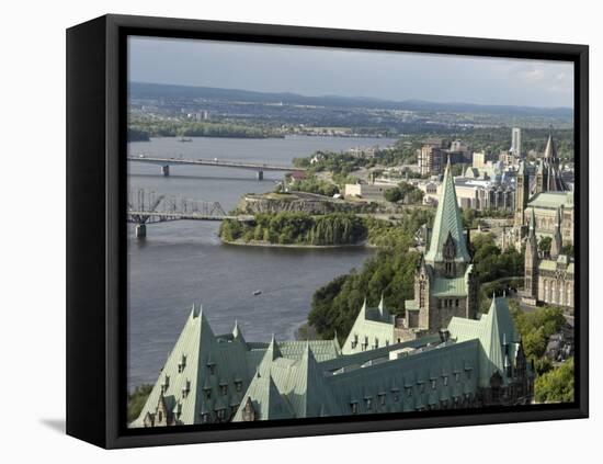 Overview of Parliament Hill from Merlot Rooftop Grill, Ottawa, Ontario, Canada, North America-De Mann Jean-Pierre-Framed Premier Image Canvas