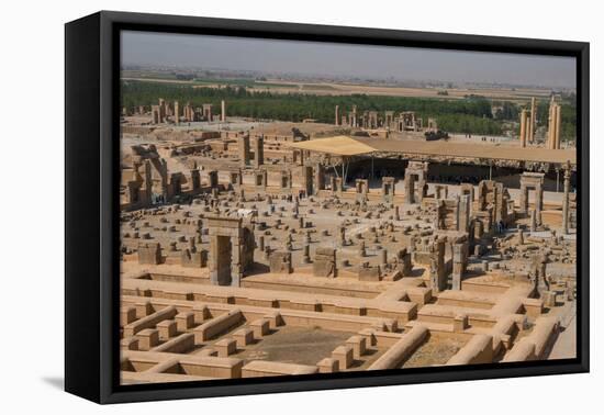 Overview of Persepolis from Tomb of Artaxerxes III, Palace of 100 Columns in foreground, UNESCO Wor-James Strachan-Framed Premier Image Canvas