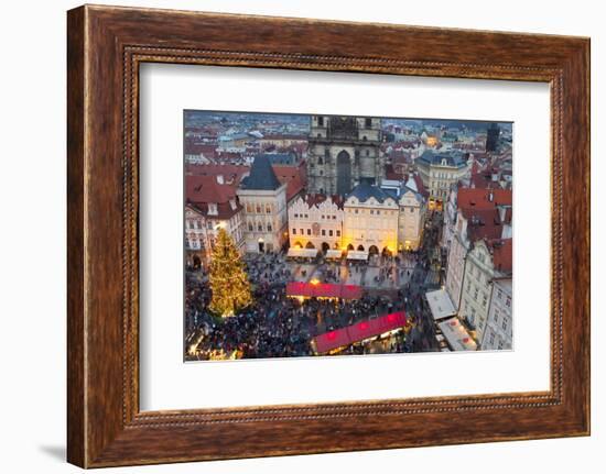 Overview of the Christmas Market and the Church of Our Lady of Tyn on the Old Town Square-Miles Ertman-Framed Photographic Print